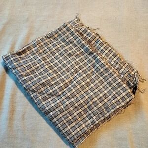 Vintage flowy grey olive green plaid fabric 2yards